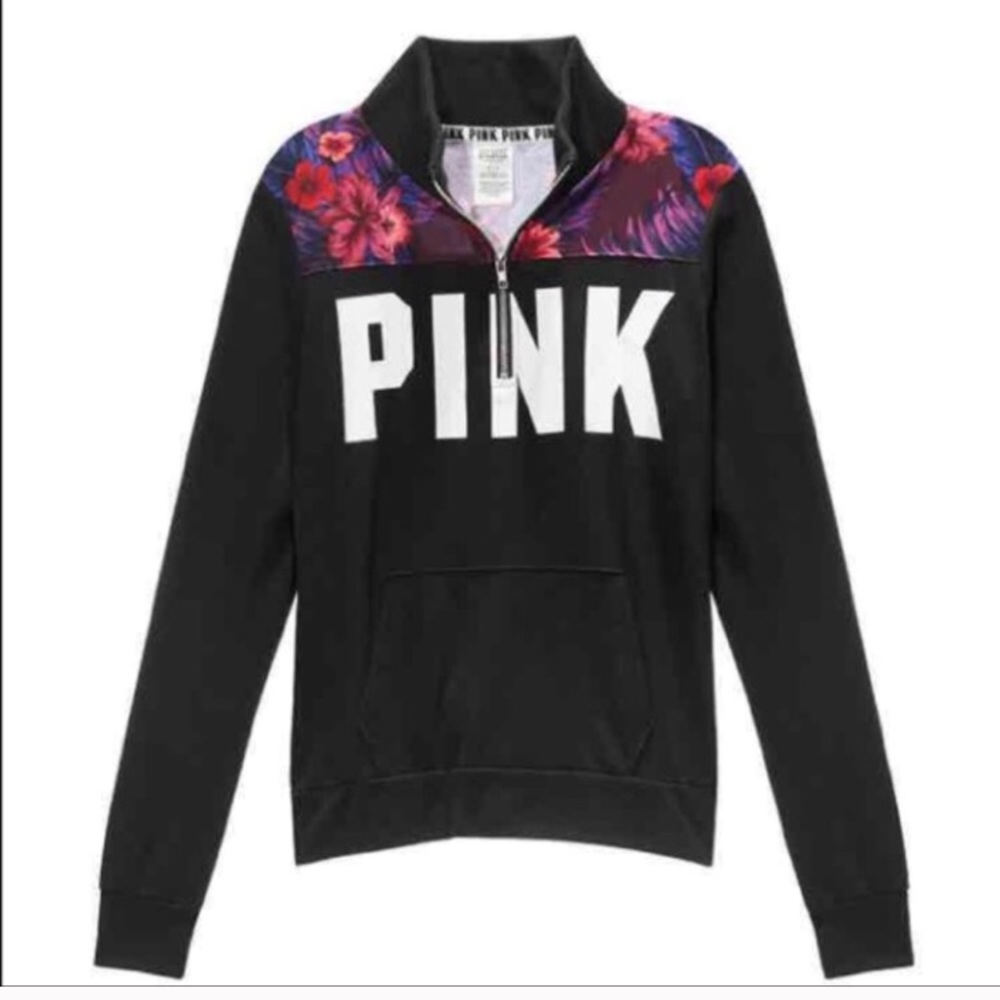 PINK Limited edition floral half zip pullover